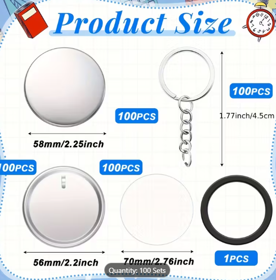 Customized 58mm/ 2.25 Inch Button Maker Keychains.