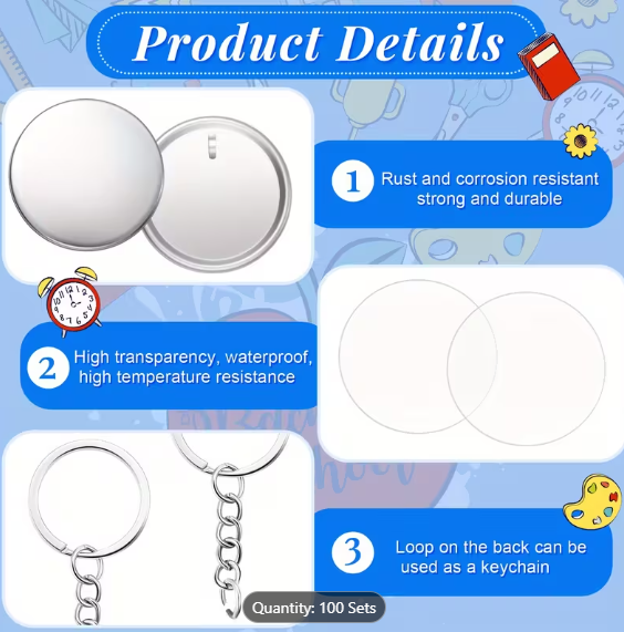 Customized 58mm/ 2.25 Inch Button Maker Keychains.